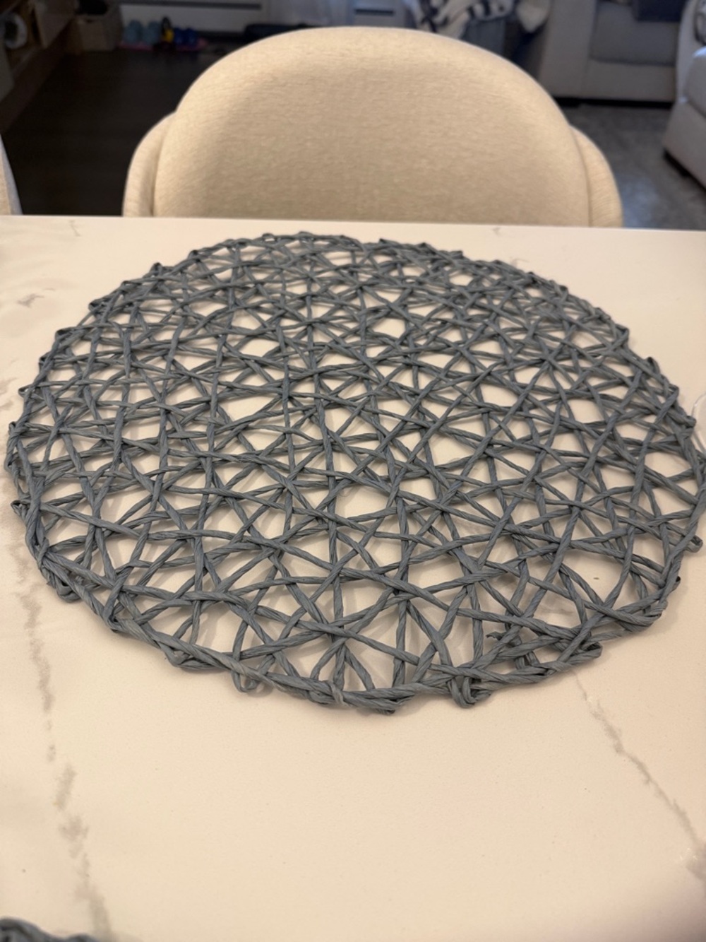 Woven Round Placemat - Slate Blue